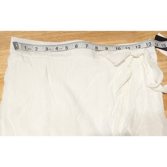BCX Skirt Size Medium Off White Gauze Ruffle Faux Wrap Boho Summer Lined Midi - Picture 2 of 10
